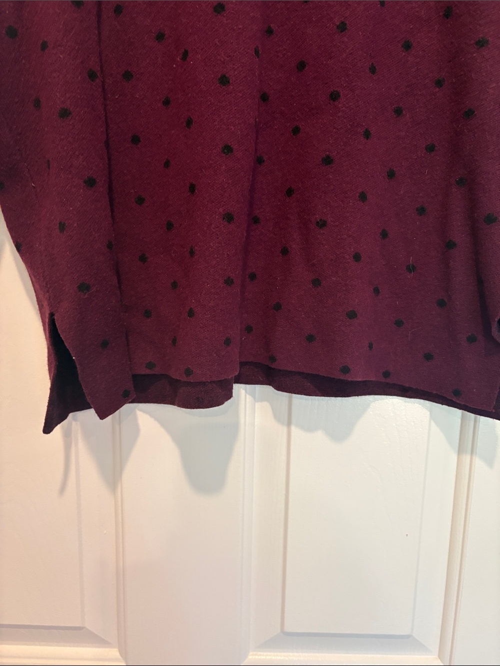 Cynthia Rowley Plum Crewneck Sweater with Black Polka Dots 1x - Picture 3 of 8